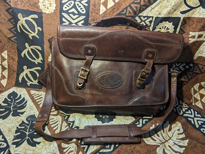 J W HULME Original Heavy Leather Briefcase Messenger Bag