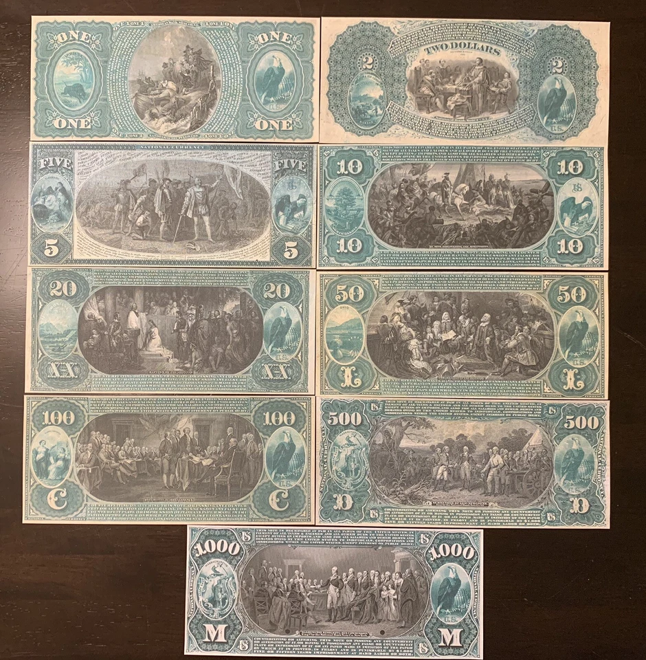 Juego Reproducción Billetes Nacionales Serie 1875 $1-$1000 ¡Leer Descripción Completa!! Foto 3 de 4