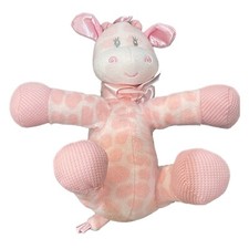 FIRST  MAIN Jingles Pink Giraffe 10" Plush Rattle Sitting Baby Stuffed Toy