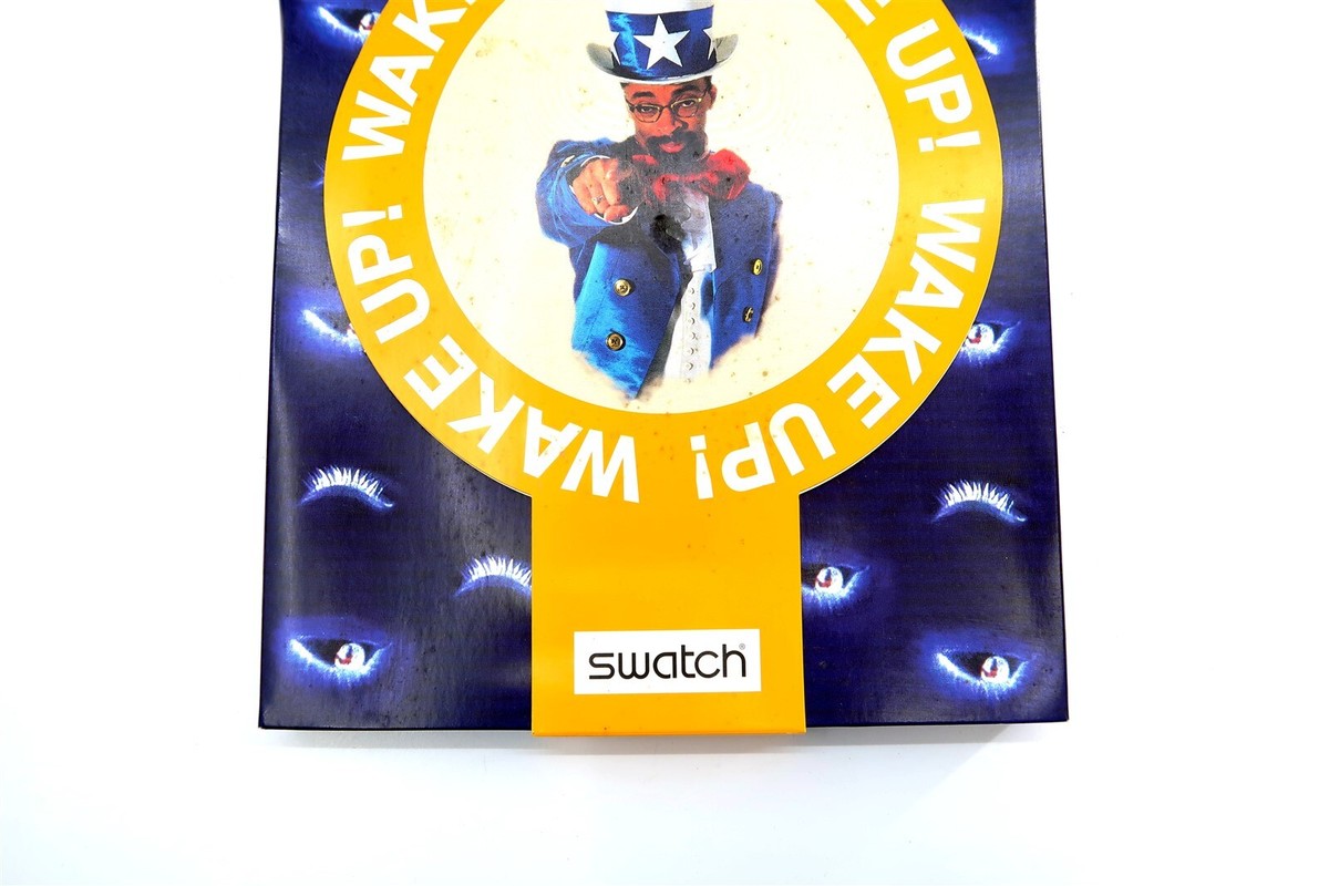 Swatch Aqua Chrono Watch WAKE UP SBZ104 by Spike Lee Box Set AS-IS