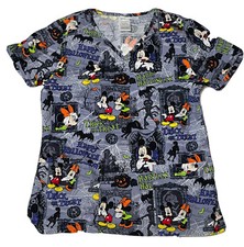 Disney Mickey Minnie Mouse Happy Halloween Scrub Top Women's Size XS