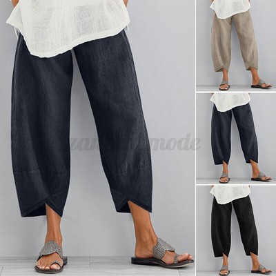 UK 8-24 Womens Elastic Waist Casual 