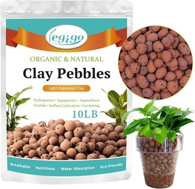 Legigo 10 LB Organic Leca Clay Pebbles for Plants, 4mm-16mm 100% Natural Leca Ba