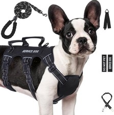 Tactical Dog Harness Service Vest Set Leash Seat Belt Patches No Pull Medium M