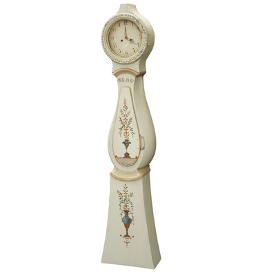 Antique Swedish Mora Clock 1800's Decorative Paint Detailing and Carvings