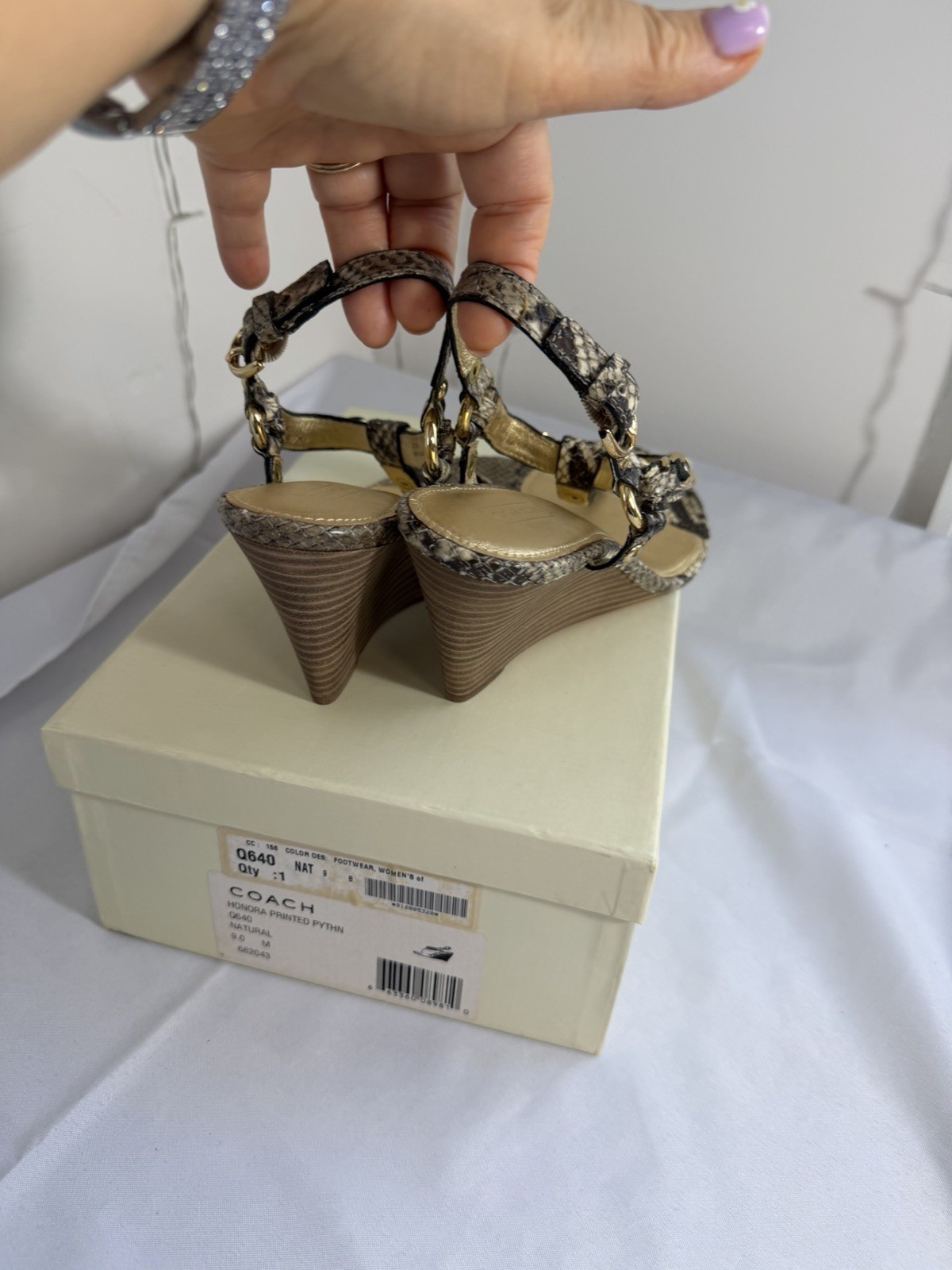 Coach Honora Printed Python Wedge Sandals Women’s… - image 3