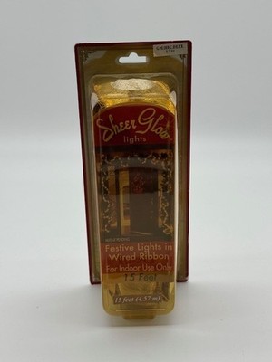Sheer Glow Lights Festive Lights In Wired Ribbon 50 Lights 15 Ft For Mantel Gold