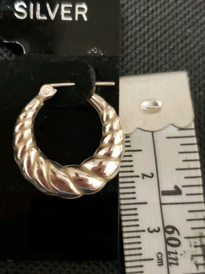 20mm. STERLING SILVER AIR BLOW PUFFY EARRINGS. - Imagem 4 de 4