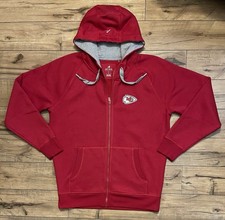 Antigua Kansas City Chiefs Full Zip Up Hoodie Sweatshirt Red NFL Fleece Large