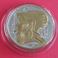 2006 1 OUNCE BRITANNIA GOLD SILHOUETTE £2 SILVER PROOF - HELMETED BRITANNIA