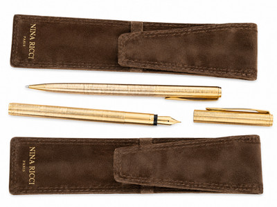 Nina Ricci Paris Vintage Schreibset vergoldet 750 Goldfeder Füller & Bleistift