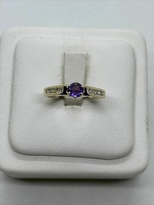 Authentic Natural Amethyst Diamond Ring 925 Silver Yellow Gold Plated Handmade Gemstones