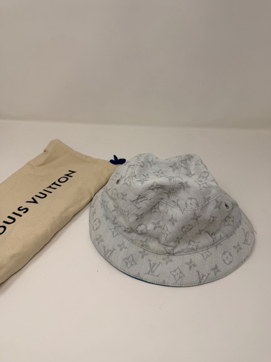 Louis Vuitton Monogram Denim Bucket Hat Blue Reversible LV  display picture 3