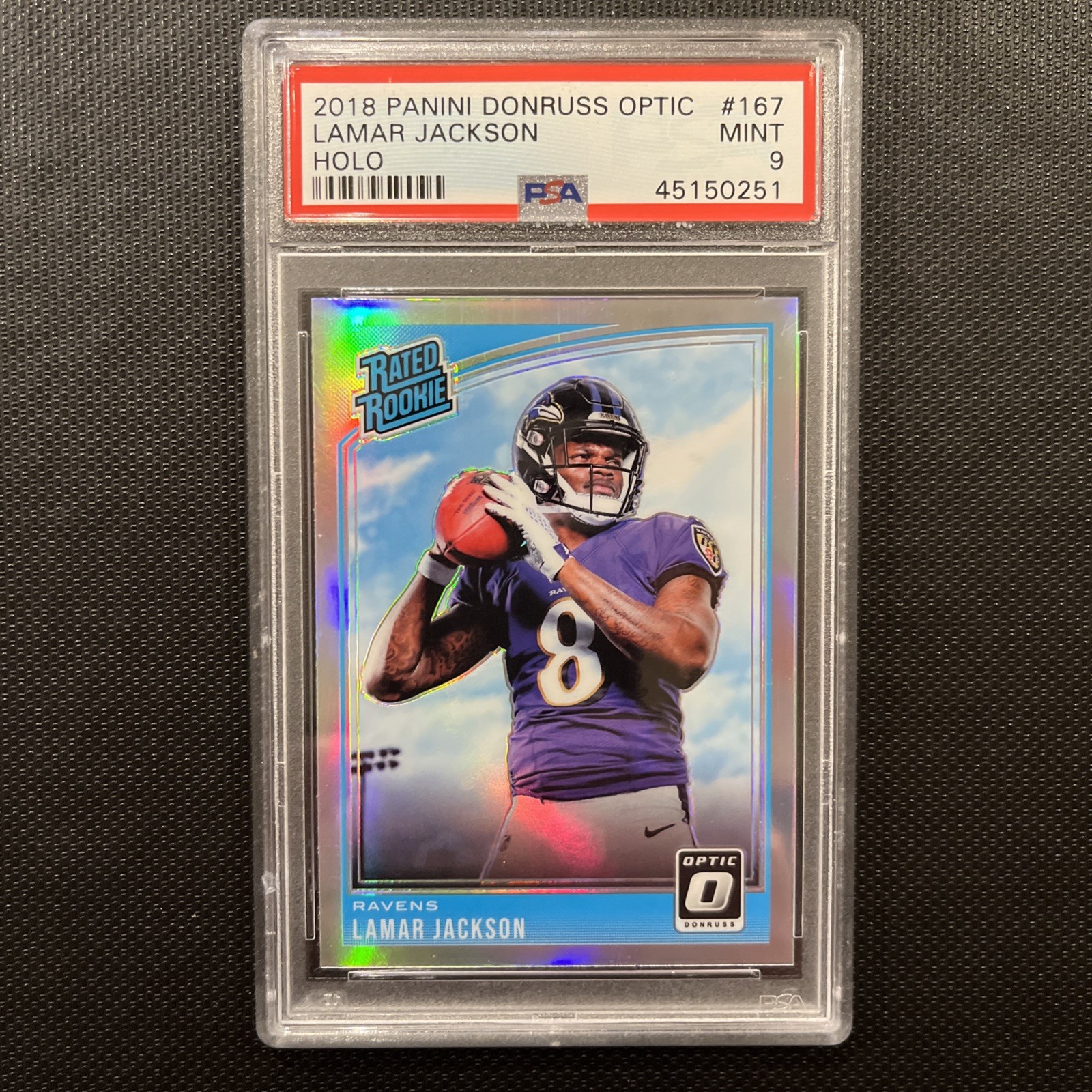 2018 Donruss Optic Lamar Jackson Holo PSA 9 MINT Rated Rookie RC #167 Ravens
