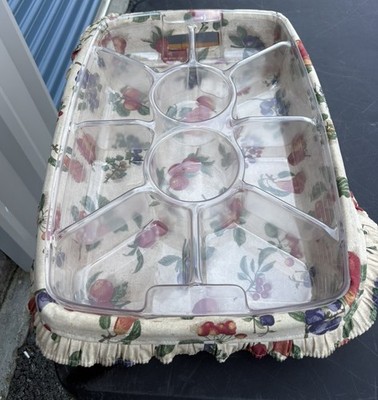 Longaberger Hostess Serving Tray w/ Fruits Liner & 2 Protectors 