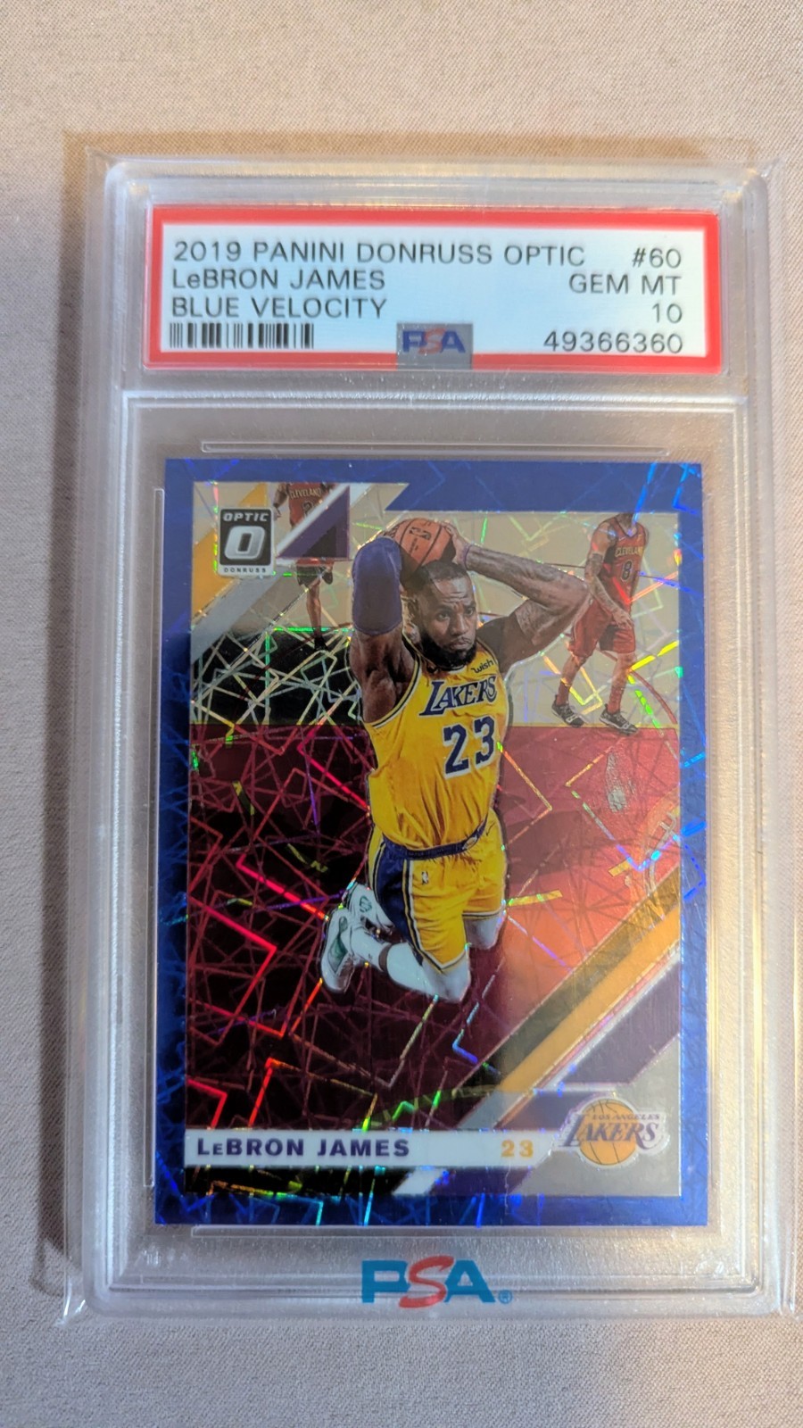 2019 PANINI DONRUSS OPTIC BLUE VELOCITY LEBRON JAMES #60 PSA 10