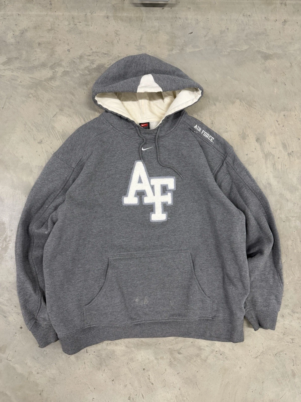 Vintage Y2K Nike Air Force Center Swoosh Grey Hoodie Mens Size XLarge