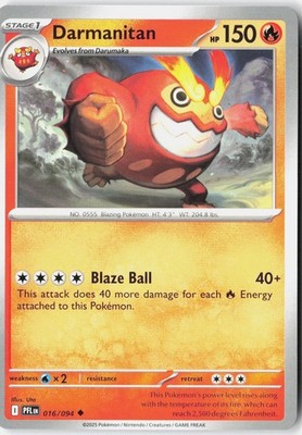 DARMANITAN 016/094 UNCOMMON PHANTASMAL FLAMES POKEMON NM