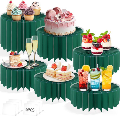 6Pcs Buffet Risers, Food Risers for Table, Foldable Cake Display Stands, Tall Ca