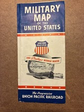 Vintage 1940's Union Pacific Railroad Military Map of the United States