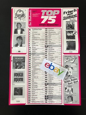 MUSIKMARKT CHARTS PLAKAT vom 19.4.1982 mit ALVIN STARDUST Third World SPLIFF