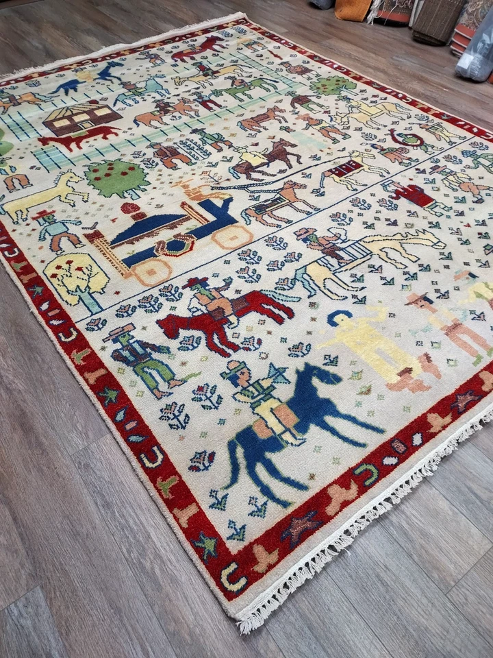 Alfombra turca Bohemia Oushak, (árbol de la vida) alfombra hecha a mano vida del pueblo, 8x10 pies Foto 4 de 4