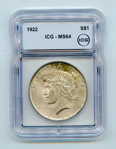 1922 Silver Peace Dollar $1 ICG MS64