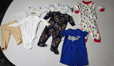 Baby Boys Clothing Lot 7 Pieces Sleepers Pajamas Bodysuits Pants