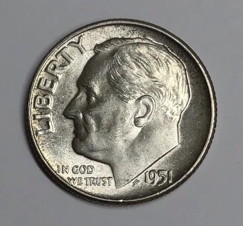 1951 Roosevelt Dime Uncirculated UNC Silver Coin