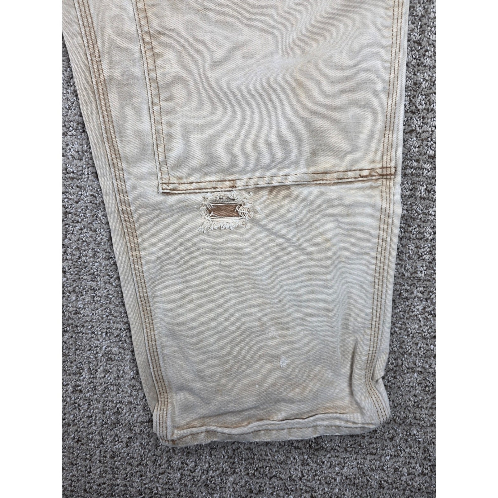 Carhartt B136 BRN Brown Double Knee Pants Distressed Faded Thrashed 36x29 thumbnail 5