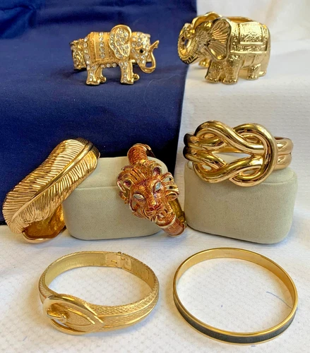 Vtg Bangle Bracelet Lot Costume Jewelry Kenneth Jay Lane Enamel Faux Gemstones