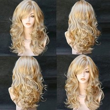 Golden Blonde High Temperature Long Wave Synthetic Wig For Women Cosplay Drag