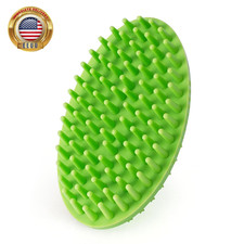 Dog Bath Brush, Green Double-Sided Shampoo Massage Brush, Adjustable Collar Hand