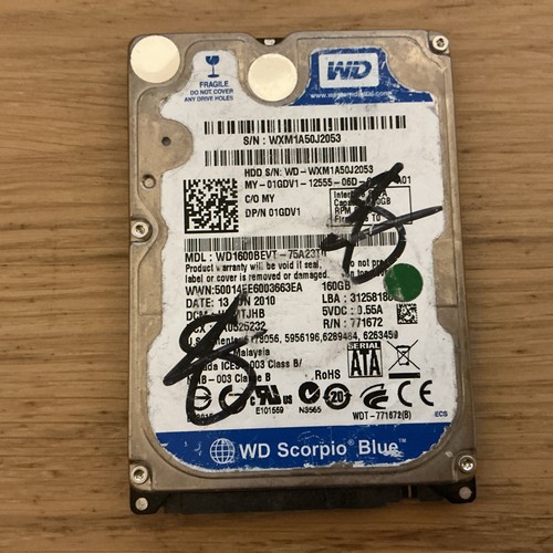 WD Scorpio Blue 160GB 2,5" SATA Laptop Festplatte - WD1600BEVT - getestet & gewischt