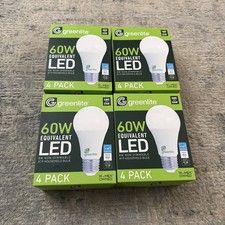 16 PACK GREENLITE LED LIGHT BULBS 60 WATT EQUIVALENT 8W NON DIMMABLE A19