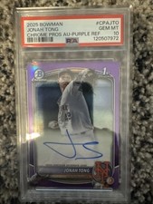 2025 Bowman Chrome Prospect Jonah Tong 1st Purple Refractor /250 Auto PSA 10