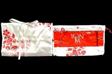 Yon Ka Paris Red Floral Makeup Travel Bag, Foldable with Clear Compartments