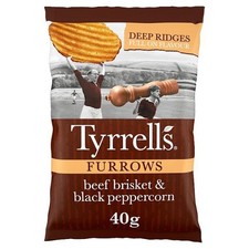Tyrrells Furrows Beef & Black Pepper Hand Cooked Crisps 24 x 40g
