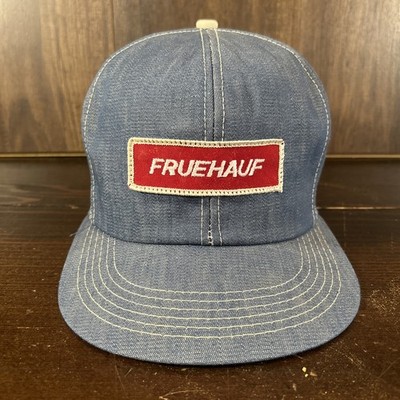 VTG Fruehauf Trailer Patch Hat  Blue Snapback Baseball Cap K Products Blue
