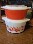 Pyrex Friendship birds 1-qt 473 and 472 Red Casserole  2 LIDS Excellent