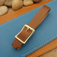 Whiskey Brown Italian Leather Pocket Watch Fob Strap & Brass Finish Solid Buckle