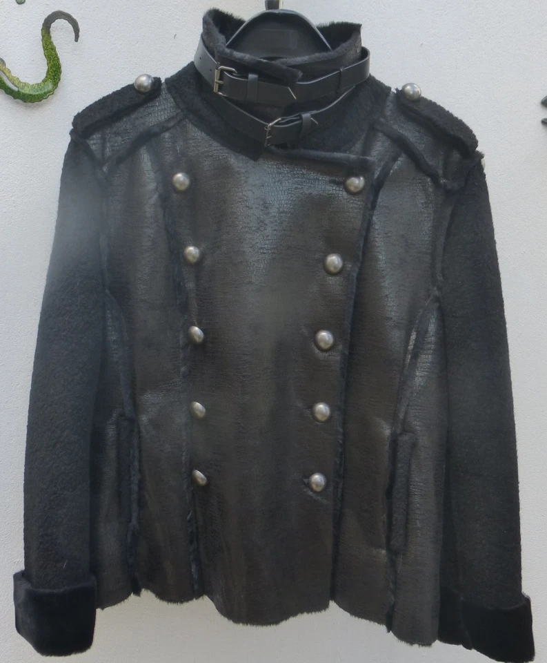 NEU* Bikerjacke* Lammfelloptik* Webpelz* Schwarz * hoher NP* Gr. XL - Bild 2 von 4