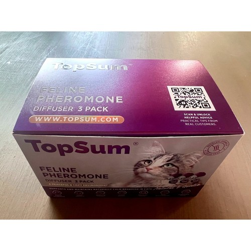 TopSum Feline Pheromone Diffuser 3 Pack Purple/White Calming Kit for Cats
