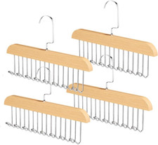 4 Pack Tie Rack Hanger with 8 Metal Hooks, Space Saving Necktie Organizer for Me