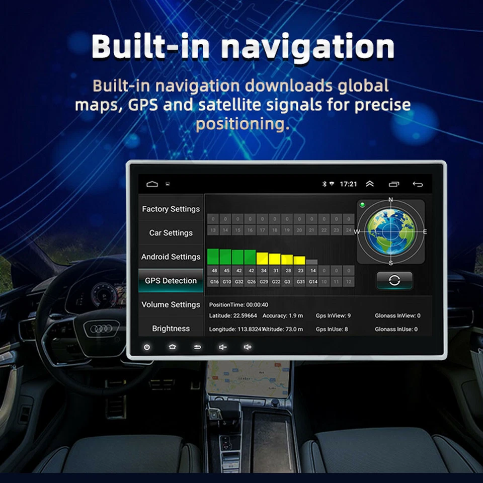10.1" Quad Core Android 11.0 Car Stereo Radio GPS Navi MP5 Player Single 1Din - Image 3 of 4