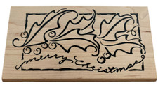 DeNami Rubber Stamp Holly Merry Christmas Card Making Words Holiday Greenery