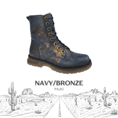 Cipriata Women's Annetta Floral Combat Boots - PU Upper, Memory Foam, Retro Style - View #2