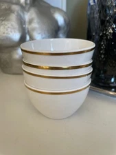 Set 4 Carborundum Museum of Ceramics Spode Servin Bowls Gold band '75 Bone China