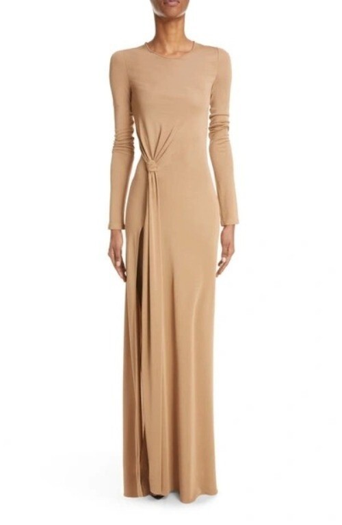 Abito SAINT LAURENT Twist davanti in jersey in naturale maxi dress taglia FR 38 US 6
