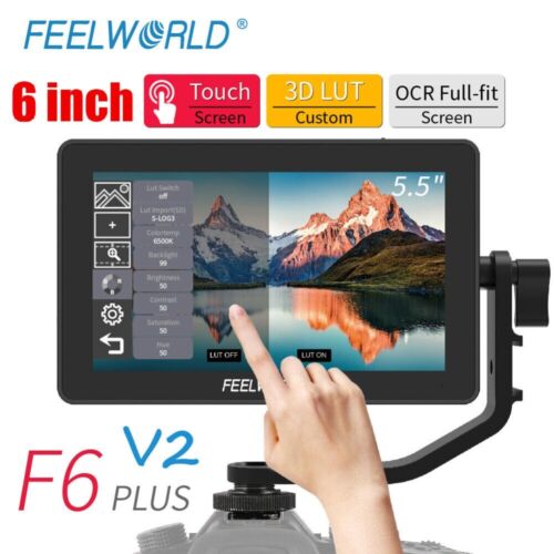 FEELWORLD F6 PLUS V2 6" Monitor Touch Screen 3D LUT 4K HDMI Video On Camera DSLR - Picture 1 of 18